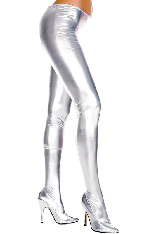 Wetlook Strumpfhose – metallisch silber