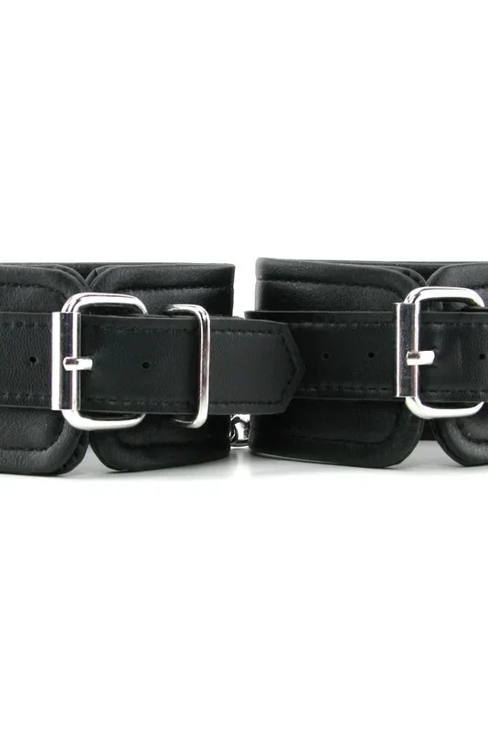 X-PLAY Chained Leather Ankle Cuffs in Black