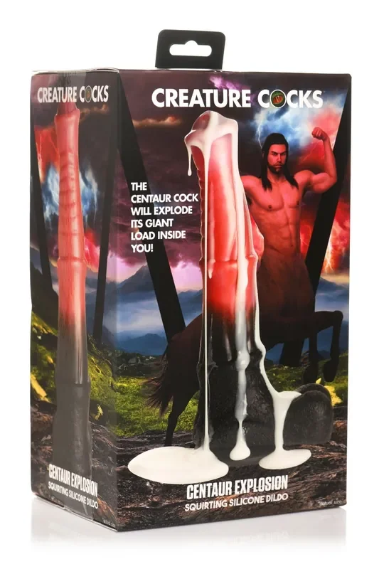 XR Brands – Zentauren-Explosions-Spritzender Silikon-Dildo – Schwarz/Rot